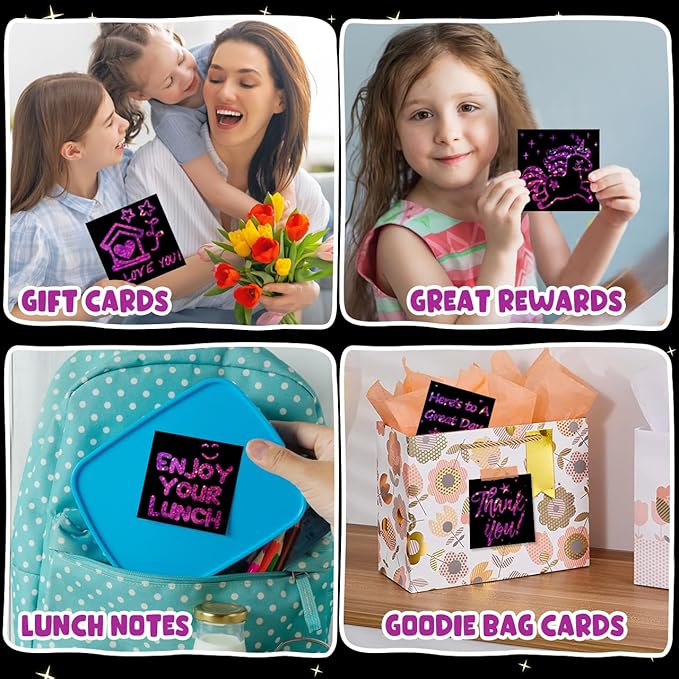 ZMLM Easter Basket Stuffers for Kids，165 Rainbow Scratch Paper Art Notes: Easter Crafts for Kids Ages 4-8, Gifts Girls Boys Toys Classroom Prizes for Students School Activity(Rose)