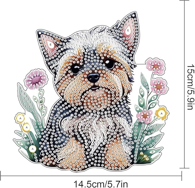 AiYuanzsh Animal Dog Diamond Art Painting Hanging Pendant Kit 5D DIY Diamond Art Painting Dots Acrylic Pendant Diamond Art Pendant for Home Window Xmas Decor Gift