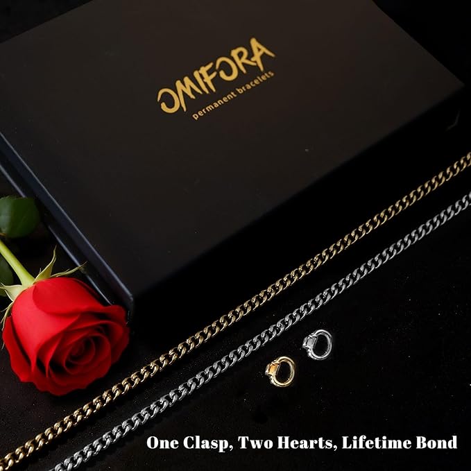 omifora Permanent Bracelet Kit with Ring-Shaped Clasp,DIY Romantic Infinity Jewelry for Couples,Friends & Family,Gift for Anniversaries,Mother’s Day & Birthdays(Gold&Gold)