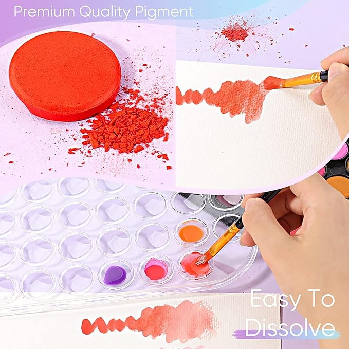Watercolor Paint Set, 48 Colors Non toxic Watercolor Paint with a Brush Refillable a Water Brush Pen and Palette, Washable Water Color Paints Sets for Adults Artist Beginner