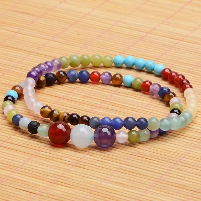 4mm natural mixed materials gemstones beads and brass tiny spacer round loose beads jewelry making kit with thread and needles 300pcs+300 pcs(12 natural 3 brass, 4mm)