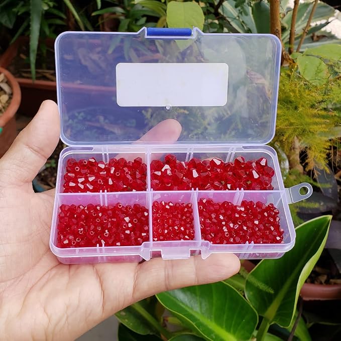 Red Bicone Glass Beads for Jewelry Making, Faceted Crytal Spacer Beads for Bracelet Necklace Earring (3mm 4mm 6mm 8mm Mixed Sizes, 1040pcs)