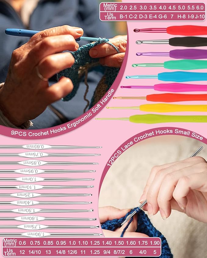 coopay crochet kit for beginner adult, 16 colors yarn crochet animal kit with instructions, portable crochet starter kit double-layer crochet beginners set full knitting crochet accessories