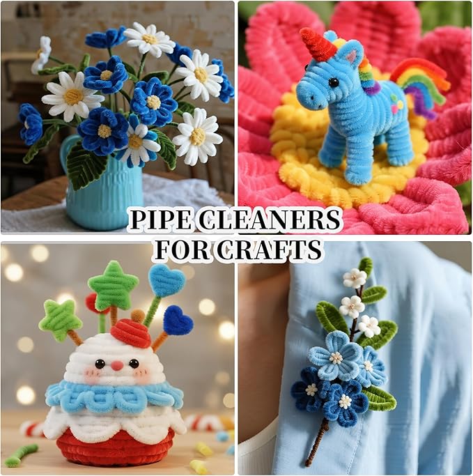 Royal Blue Pipe Cleaners Craft,Chenille Stems for DIY Art & Craft Supplies,Blue Party Decorations,Halloween/Christmas Gifts,Pipe Cleaners Blue Crafts,Royal Blue Gifts for Women,Wall Decor