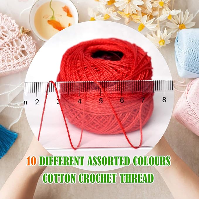 colored bird Crochet Thread 10 Balls Cardinal Size 8 for Crochet Hardanger Cross Stitch Needlepoint Hand Embroidery (Red)