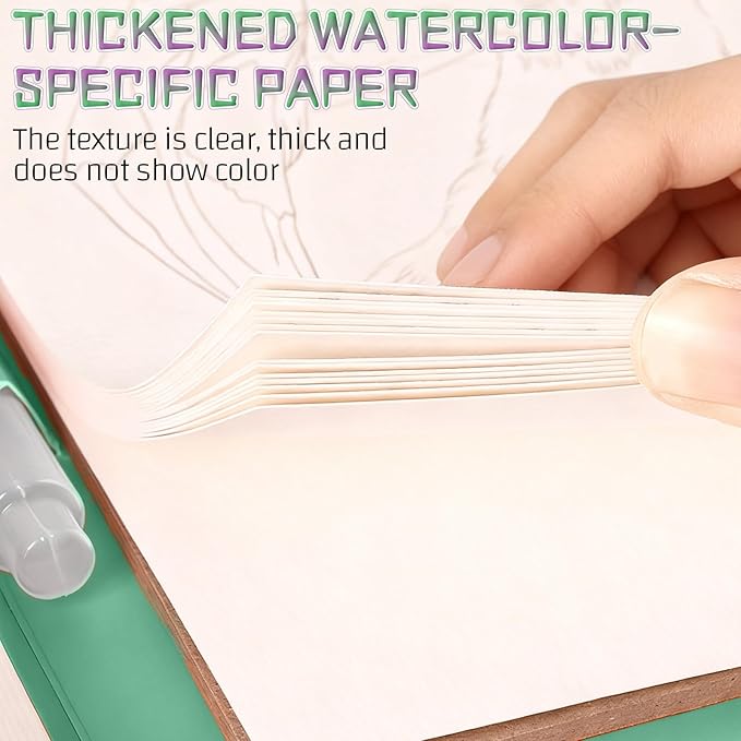 Breathly Creative Stress Relief Kit,New Paint Art Watercolor Books Painting Kit,Watercolor Painting Book for Adults,DIY 3-Fold Watercolor Pad for Enthusiasts(B)