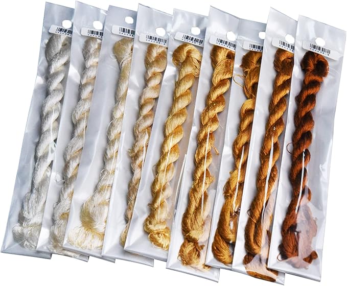Natural 100% Silk Thread, Handmade Embroidery Thread Silk Floss 9 Colors 110m Each (36)