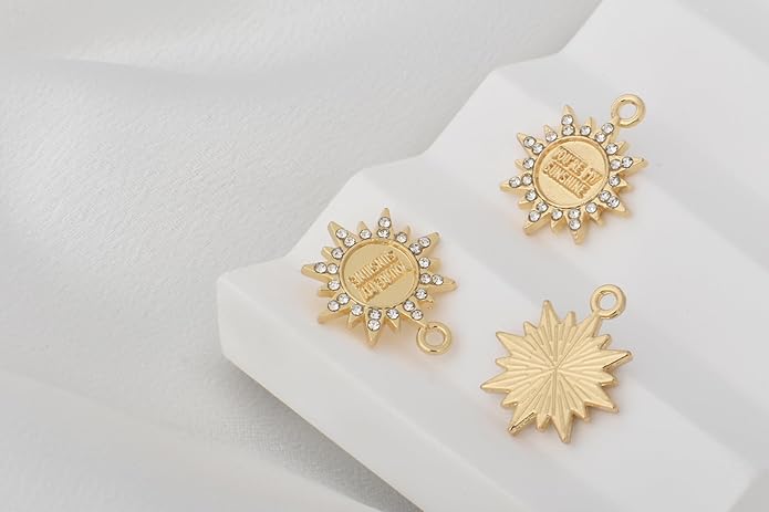 Pack of 20 Rhinestone Charms Gold Plated Pendants Pave Crystal Accessories for Necklace Bracelet Jewelry Making DIY Crafting