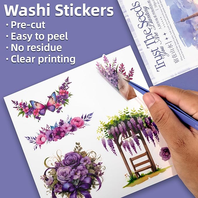 Colorful Landscape Theme Sticker Scrapbooking Supplies for Junk Journal, 50 Sheets Washi Stickers - Vintage Journaling Stickers, Ephemera Sticker Book Pre Cut(TZ-005-006)