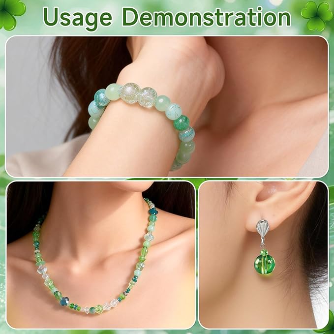 636pcs st. patrick's day glass beads for jewelry making - green crystal beads sparkly faceted beads hole drilled diy for st. patrick's day bracelets craft earrings bracelet necklace jewelry making