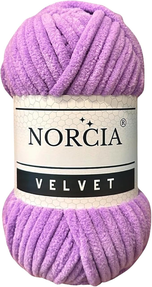 Soft Velvet Chenille Yarn for Crocheting, Knitting, Amigurumi, Weaving - Super Bulky Baby Blanket Yarn (Lavender, 1 Skein)
