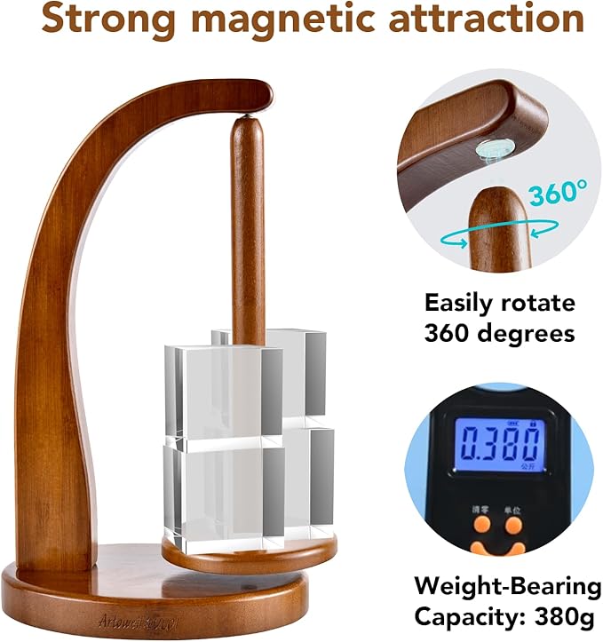 ULOI Crochet Yarn Holder - Upgrade with Crochet Accessories Storage Attachment, Magnetic Wooden Yarn Storage for Knitting Accessories, Perfect for Crocheting and Knitting Projects, Walnut Finish