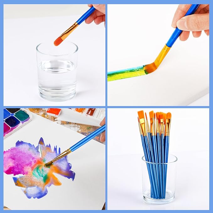 ESRICH 100pack/1200pcs Paint Brushes, Nylon Hair Paint Brushes Set Round-Pointed Tip Paint Brush for Acrylic Painting,Watercolor Oil Miniature Painting Kits,Paint Brush for Kids Adult Arts Supplies