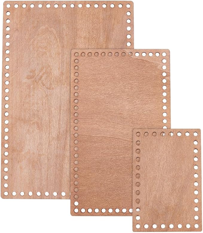 PH PandaHall 3 Sizes Wooden Basket Bases, Rectangular Blank Crochet Bag Bottom Crochet Bottom Accessory for DIY Basket Craft Weaving for Knitters Crocheters Beginners, Length 5.9/9.8/11.8 inch