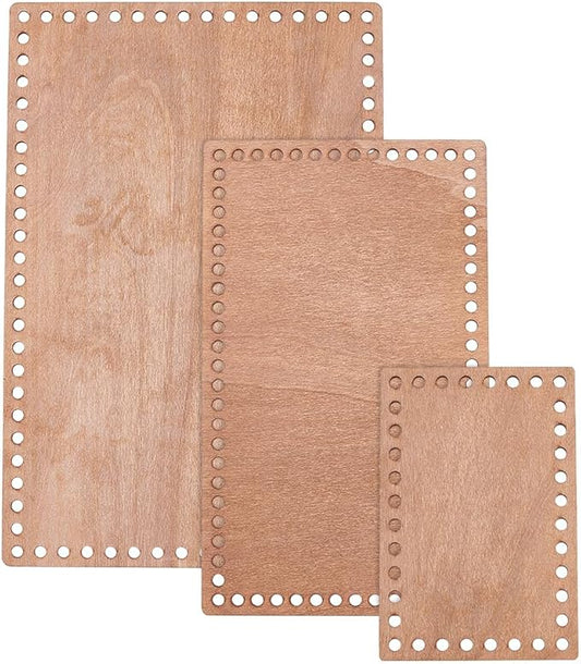 PH PandaHall 3 Sizes Wooden Basket Bases, Rectangular Blank Crochet Bag Bottom Crochet Bottom Accessory for DIY Basket Craft Weaving for Knitters Crocheters Beginners, Length 5.9/9.8/11.8 inch