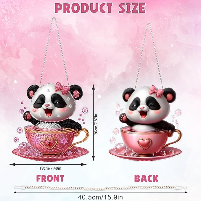 DOMROM Panda Diamond Art Hanging Kits for Adults Beginners, Special Shaped Crystal Diamond Painting Panda Pendant, DIY Diamond Art Suncatchers Animal for Home Garden Wall Decor Gift