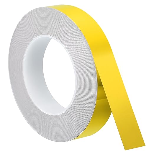 uxcell Metallic Tape, 0.98 in x 164 ft Self Adhesive Metalized Polyester Film Tape Waterproof Shiny Washi Tape for Walls Graphic Arts Gifts Wrapping Crafts Decoration, Gloss Gold