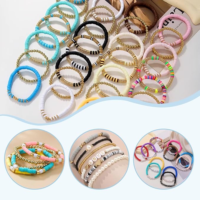 2590pcs Clay Beads for Bracelets Making, 20 Color Heishi Beads Polymer Clay Beads for Jewelry Making Supplies Charm, Friendship Bracelet Making Kit for Girl Women Adults?Earth Tone?