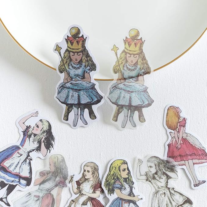 Alideco 80Pcs Vintage Scrapbooking Stickers Packs Kawaii Alice Scrapbook Supplies Funny Aesthetic for Adult Stickers for Girls Journaling Assorted Phone