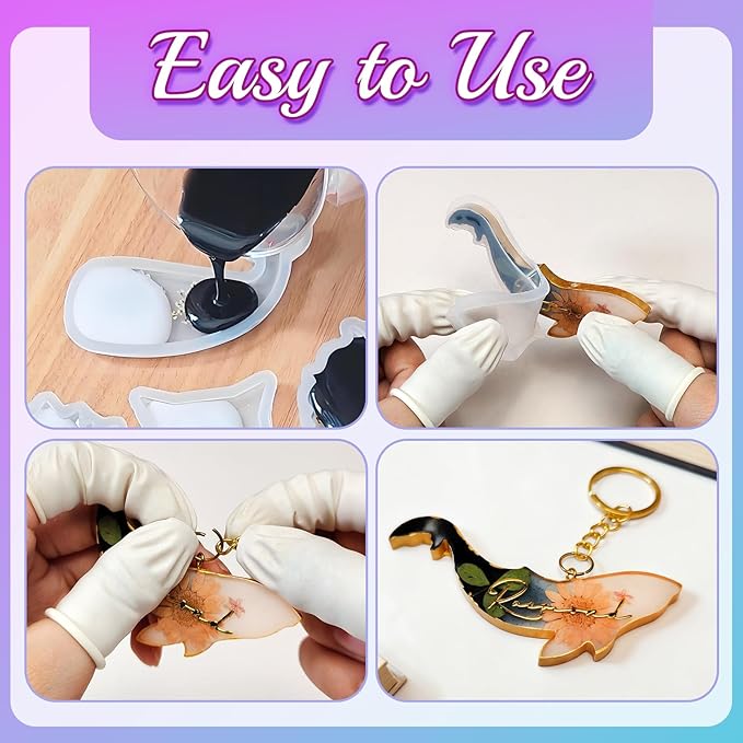 228pcs Resin Keychain Molds, UV Resin Molds for Beginner, Animal Leaf Shape Silicone Molds for Keychain Jewelry Pendant Making