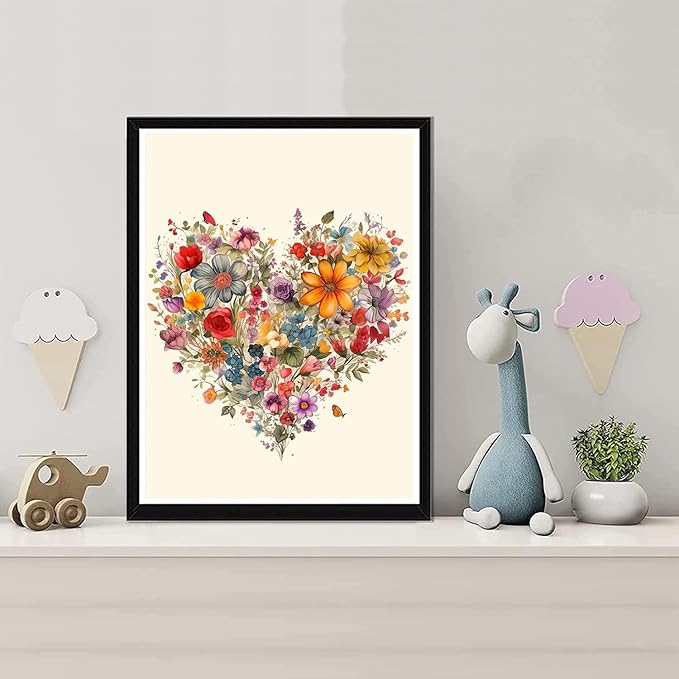 LILEIDECO Diamond Painting Kits for Adults DIY 5D Diamond Art Painting Kits with Round Diamonds Full Drill Love Heart Flower Gem Art Painting Kit for Home Wall Decor Gifts11.8x15.7inch