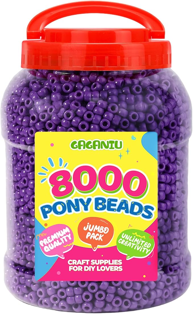 8000 pcs pony beads bulk for bracelet purple plastic beads making for hair braiding diy crafts kandi jewelry key chains and ornaments decorations boxed