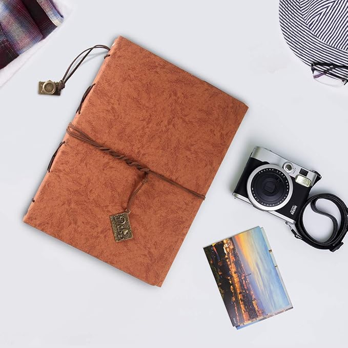 ThxMadam Leather Scrapbook Album 60 Pages Vintage Love Photo Album,11 * 8.1 Inch Scrapbook for Couples-DIY Memory Book,Birthday/Wedding Guest Book Gift for Anniversary Mother's Day
