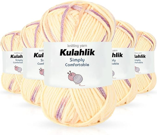 250g(5x50g) Acrylic Yarn for Crochet/Knitting, Colorful Gradient Yarn Thread, 5 Rolls Skeins, Perfect for Any Knitting Crochet and Crafts Mini Project