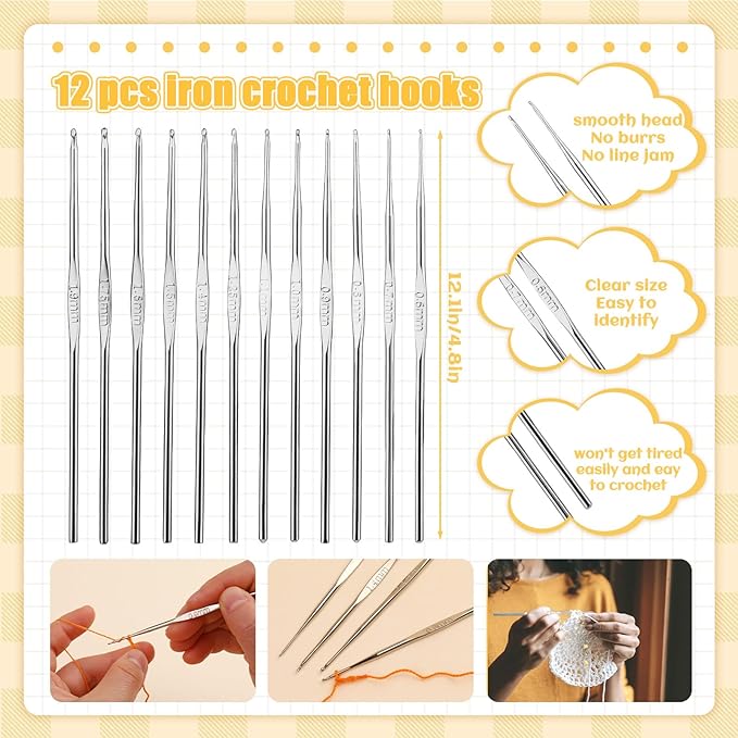IMZAY 54 Pcs Crochet Hooks Set, 0.6mm-6.5mm Crochet Needles for Yarn Crochet Kits for Beginners, Ergonomic Crochet Hooks with Knitting Accessories, Crochet Supplies, Knitting Needles for Crocheters