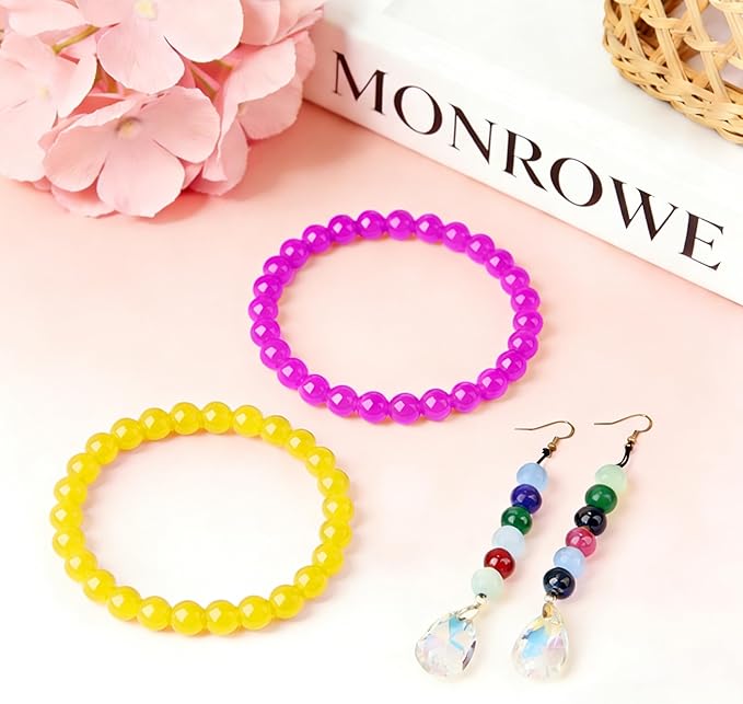 500Pcs Yellow Glass Beads for Bracelets, 8mm Round Glass Crystal Beads for Bracelet DIY Crafts Making Kits Earring Necklaces (Yellow)