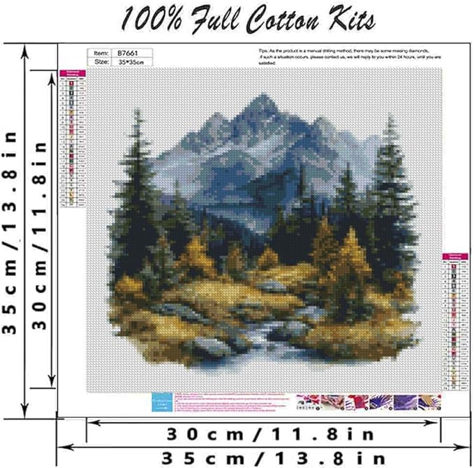 Scenery Cross Stitch Kits for Adults Beginner,Counted Cross Stitch Kits Printed Stitching Cute Patterns Dimensions Needlepoint Art Crafts Embroidery Kits for Adults Beginners (13.7x13.7 inch)