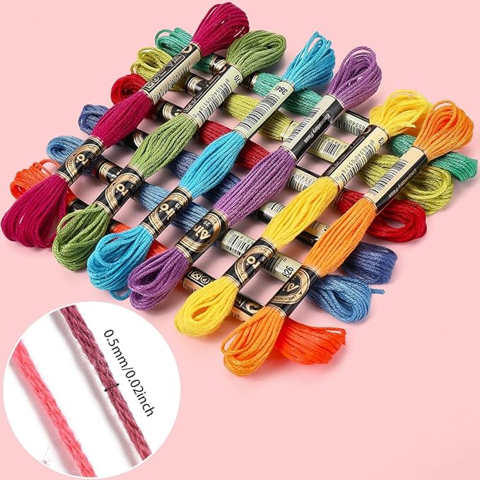 12 Skeins Colorful Embroidery Thread Variegated Floss 6 Strands Rainbow Cross Stitch Friendship Bracelet String Polyester Threads for Jewelry Making Sewing Bracelet Knit Stitching Crafts Diy