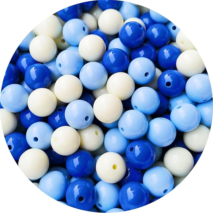 1000pcs 6mm mixed color acrylic round beads, assorted plastic gumball bubble gum beads with hole pastel loose beads bulk for jewelry diy making crafting supplies (blue series)