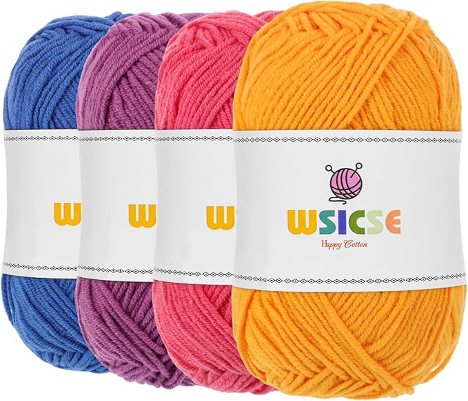 4 PCS Crochet Yarn, 560 Yard Soft Yarn for Crocheting Assorted Colors Fluffy Yarn for Crochet Hand Knitting Easter Decor Gifts 1 Skein/140 Yard-Neon