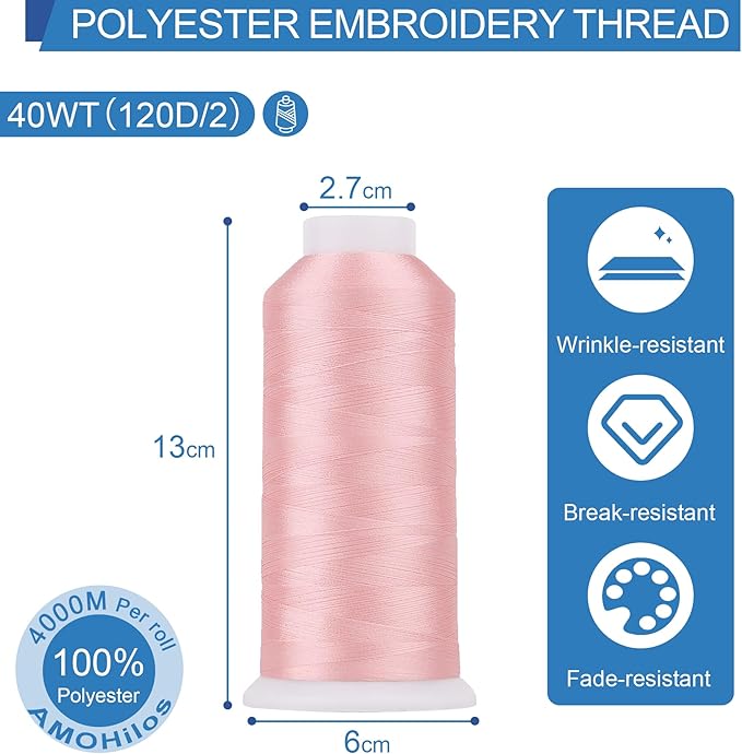 High Tenacity Polyester Embroidery Machine Thread 40WT(120D/2) 4000M Per Spool for Commercial and Domestic Embroidery Machine (Bermuda Sand-1915)