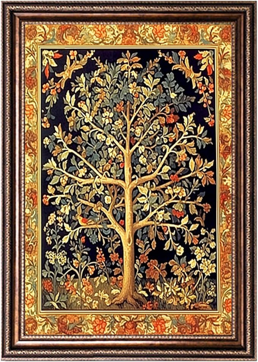 Zhenqing William Morris Tree of Life Cross Stitch Kit - 28x38cm 11CT Botanical Tapestry with Pre-Sorted Threads & Gold-Eye Needles(68556)