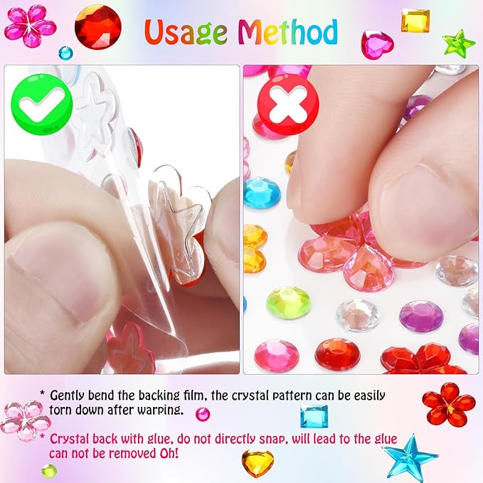 2168pcs Easter Gem Stickers Rhinestones for Crafts, Sparkling Cute Star Heart Round Small Stickers for Women Adults, Glitter Jewels Stickers for Face Eye Body Makeup, DIY Decoration, WUINOID