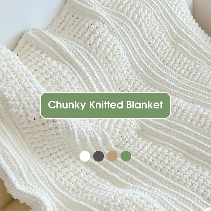 MABOZOO Assorted Chunky Yarn for Crocheting 8 Pack,Fluffy Jumbo Chenille Yarn,Soft Plush Yarn Bulky,Giant Thick Fuzzy Yarn for Hand or Arm Knitting,Cream & Khaki&Sage&Grey(31.7 yds,8 oz Each Skein)