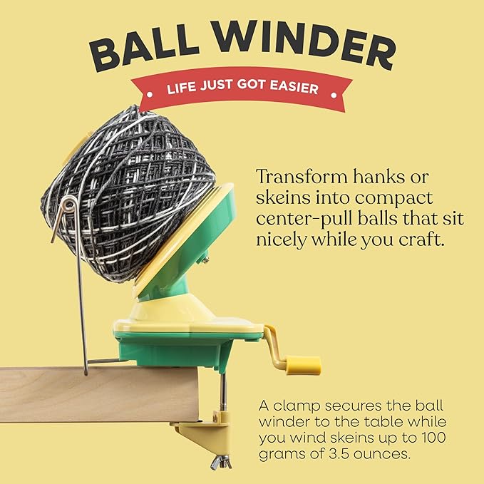 Knit Picks Yarn Ball Winder for Knitting and Crocheting (Yellow)