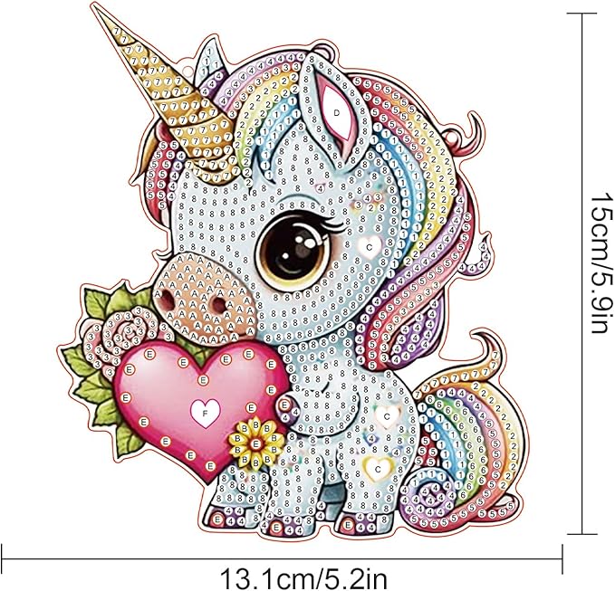 AiYuanzsh DIY Unicorn Diamond Art Hanging Kit, Special Shaped Rhinestone Diamond Painting Acrylic Suncatcher Window Pendant for Valentine Home Wall Decor