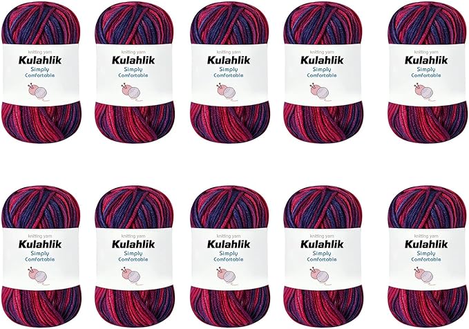 500g(10x50g) Acrylic Yarn for Crocheting and Knitting, Colorful Gradient Yarn Thread, 10 Rolls Skeins, Multicolor Hilo Acrílico, Perfect for DIY Crafts Project