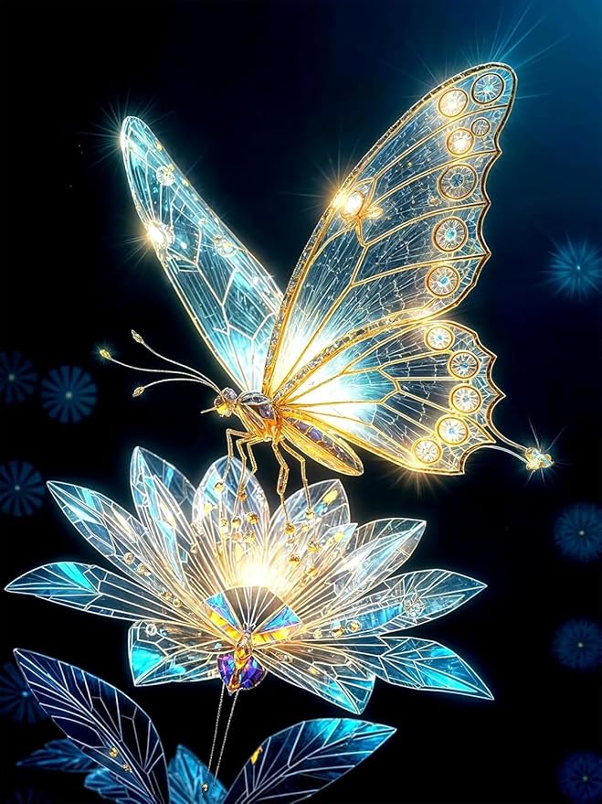 Butterfly Flower Stamped Cross Stitch Kits Flower Cross Stitch Patterns,Dimensions Cross Stitch Kits Embroidery Kit Arts and Crafts for Beginners 15.7x11.8 inch