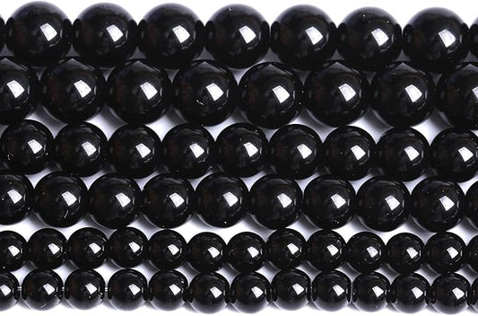 Natural Black Agates Onyx Stone Beads Smooth Round Loose Spacer Beads for Jewelry Making DIY Bracelets 12mm 34pcs 15"(Black Agate, 12mm)