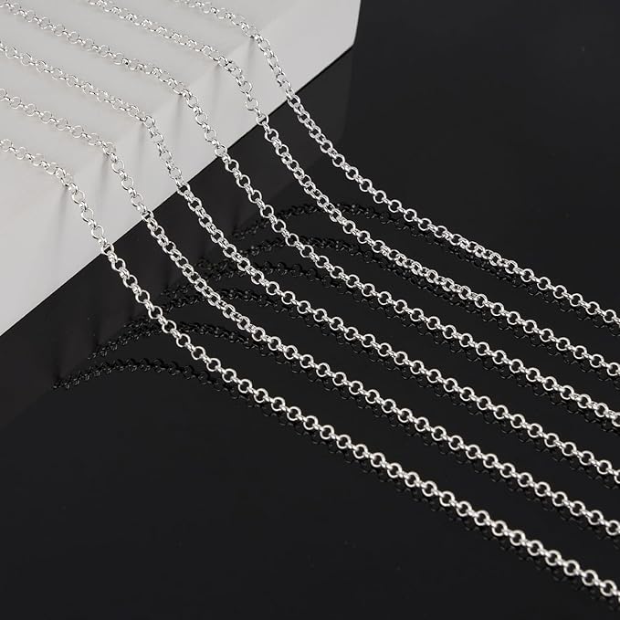 KYUNHOO 5 Meters Small Circle Chain for Jewelry Making Silver Plated Necklace Chains Bulk with Jewelry Connectors for Handcraft DIY