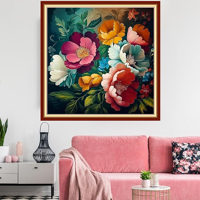 Redxing Stamped Cross Stitch Kits Embroidery kit for Beginners Adults Full Range of Embroidery Patterns Starter Kits DIY Printed Cross Stitch Kits Needlepoint Kits 11CT-Magical Flowers 18x18 inchs