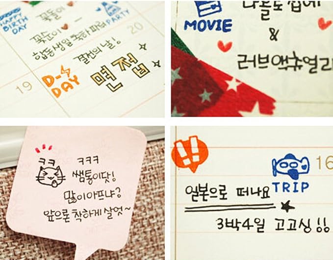 Diary Stamp Set,Wooden Rubber Signet for Children DIY Scrapbooking Card Making(25pcs,Happy Life)