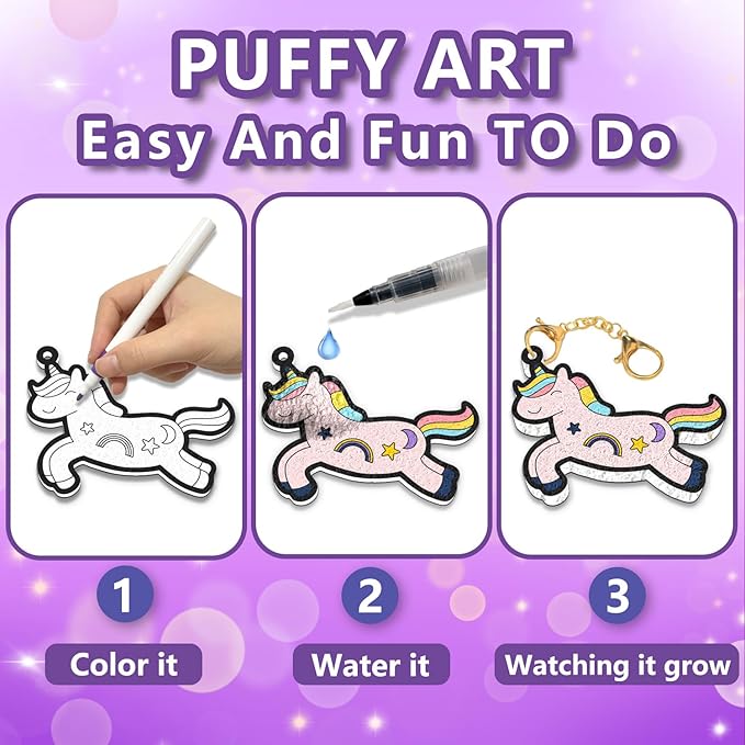 FoilColoring 3D Art Kit-Puffy Art.Magic Foam Texture Painting Kit.Mess-Free Craft for Kids.Travel and Creative Gift for Girls & Boys Ages 4, 5, 6, 7, 8, 9, 10