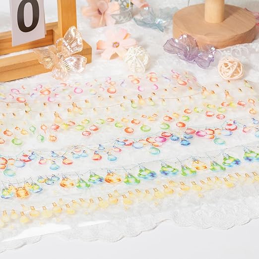 Holiday Lights Washi Tape Set, 6 Rolls Festive Christmas Decorative Tape with String Lights and Ornaments for Journaling Supplies, Scrapbooking, Card Making, Gift Wrapping and Holiday Crafts