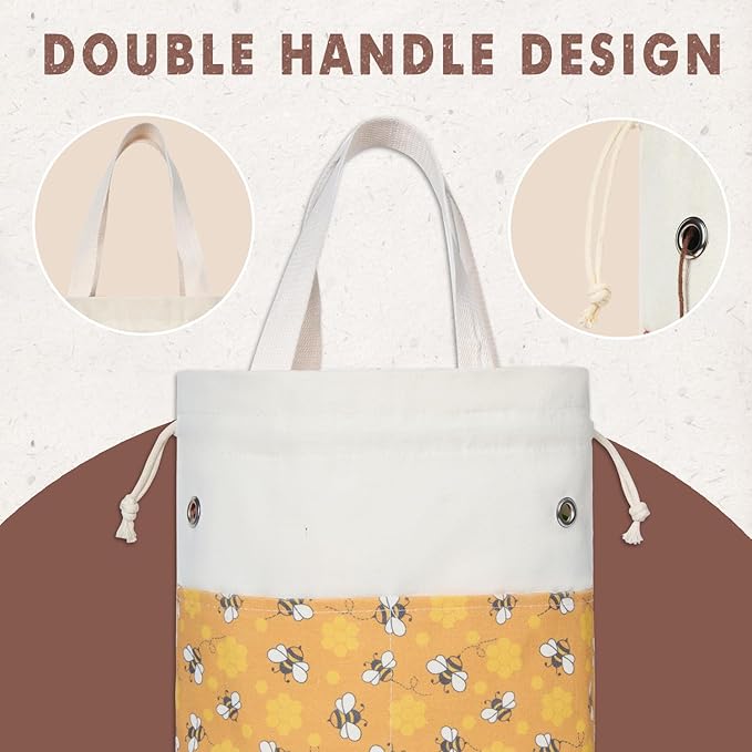 TOGETRUE Yarn Bag, Knitting Crochet Tote Bag, Yarn Storage Bags Organizer, Crochet bags for Crocheting Project, Store Skein Ball, Short Knitting Needle (Large, Bees)