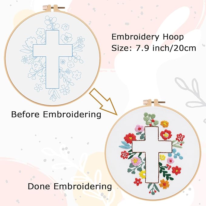Louise Maelys Cross Embroidery Kits for Beginners, Easter Jesus DIY Cross Stitch Starter Craft Kit for Adults Including Cloth with Pattern, Hoop, Needles Instruction and Threads